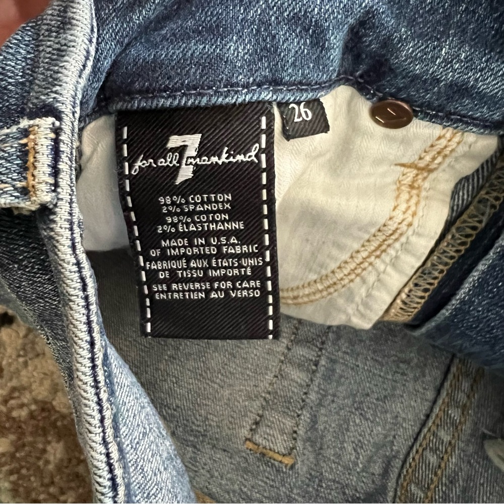 7 for All Mankind Ankle Straight Blue Jeans - Picture 7 of 7